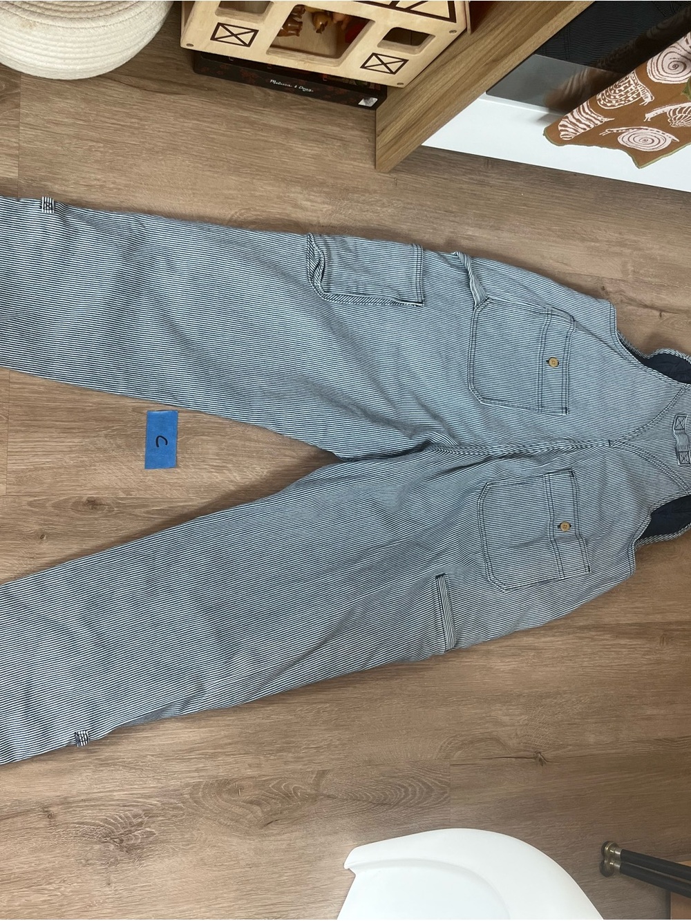 Duluth Trading Co Light Blue Pinstripe Women's Overalls Medium